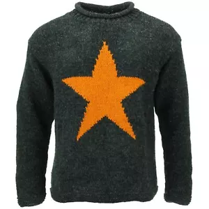 Grobstrickpullover Wolle Stern Pullover 100% Pulli warm Erwachsene Nepal locker rein - Bild 1 von 7