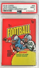 2018 Topps 80th Anniversary Wrapper Art 1975 Football #66 PSA 9 Mint /261