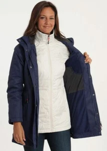 Chaqueta con sistemas 3 en 1 para mujer, revestimiento aislado, capucha extraíble, chaqueta, abrigo azul marino - Imagen 1 de 5
