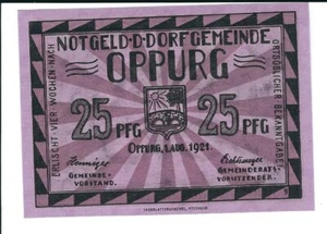 Notgeld - Oppurg - Dorfgemeinde Oppurg - 25 Pf. - 1921 - Format 94 x 67 - Picture 1 of 2