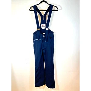 Vintage Cevas Men's Suspender Ski Pants In Navy Blue Size 30 - Picture 1 of 7