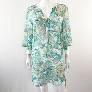 Beach Bunny Swimwear Cover Up SWEETEST SIN Blue Paisley V-Neck 3/4 Sleeve Size M - Picture 1 of 12