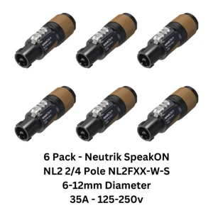 Paquete de 6 altavoces Neutrik SpeakON NL2 4 polos NL2FXX-W-S - Imagen 1 de 4