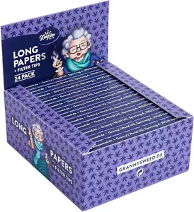 24xGranny's® new Long Papers mit Filtertips | 108 x 45 mm, 24x (je36 Blatt) Lila - Bild 1 von 6