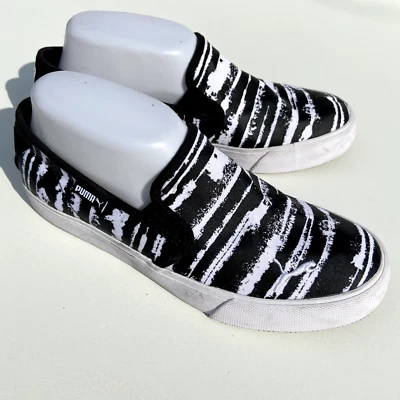 Puma Slip-On Bari Cat Canvas Shoes Womens Size 8 Black White 381363-01 Slip On - Image 1 of 4