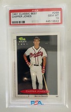 CHIPPER JONES 1991 CLASSIC BEST #268  RC BRAVES HOF PSA 10 🔥 ROOKIE CARD