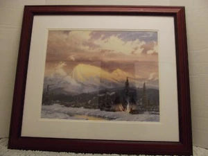 THOMAS KINKADE Lithograph Lingering Dusk S/N COA 1998 30" x 26" Framed/ Matted  - Picture 1 of 8