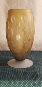 SASAKI Handcrafted Crystal Frosted Amber Art Glass 10" Star Trek Style Vase - Picture 1 of 3
