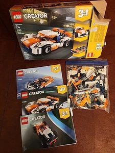 LEGO 31089 CREATOR 3 in 1 SUNSET TRACK RACER CARS & BOAT MANUALS & BOX 97% COMP - Picture 1 of 4