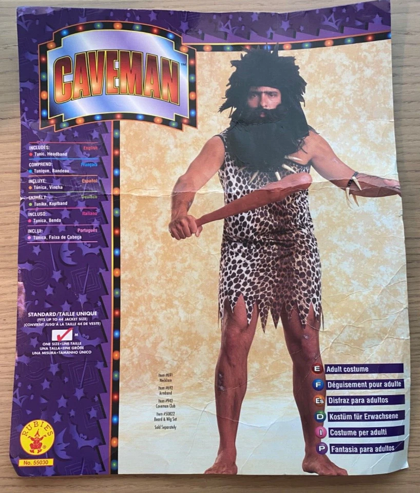 Rubíes Hombre de las Cavernas Adulto Disfraz Estándar Túnica Pecho hasta 44" Foto 1 de 2
