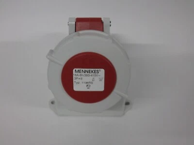 MENNEKES IP44 Red Wall Mount 3P + N + E 25 ° Industrial Power Plug  Rated At 16A - Image 1 of 4