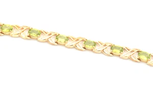 Brazalete de tenis genuino de piedras preciosas de peridoto abrazos y besos oro amarillo 10K totalmente nuevo - Imagen 1 de 6