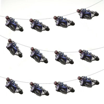 MotoGP Motorbike Rider Bunting Birthday Events Party Decorations 12pcs - Image 1 of 4