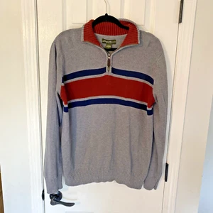 Eddie Bauer Mens Pullover Sweater Gray Long Sleeve Mock Neck 1/4 Zip L - Picture 1 of 3