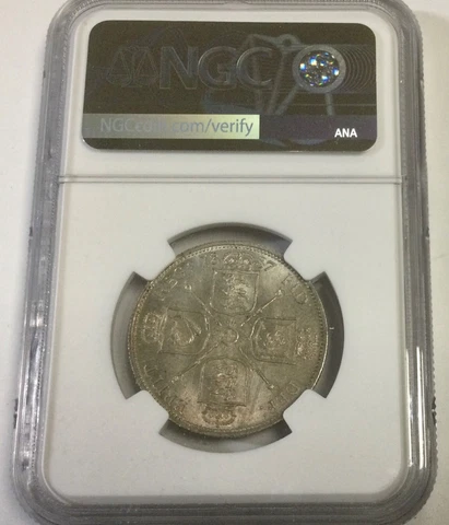 1887 Gt Britain Victoria Jubilee Florin  Original Sharp Nice NGC MS63  KM#762 Cover