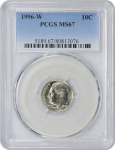 1996-W Roosevelt Dime MS67 PCGS - Picture 1 of 2