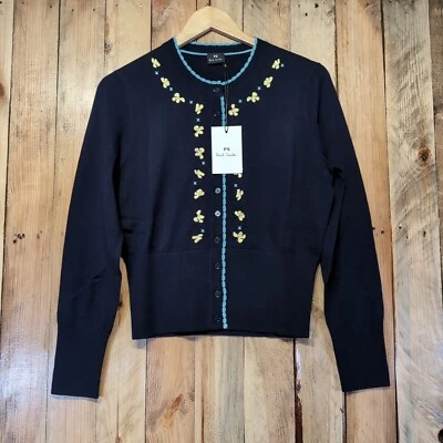 Paul Smith Womens Cardigan Floral Navy Embroidered UK Small BNWT RRP £250 - Image 1 of 4