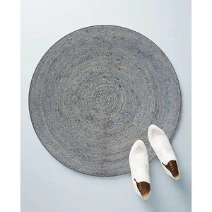 Jute Rug Reversible Braided Modern Style Round Rug Rustic Look Gray Color Carpet - Picture 1 of 9