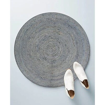Jute Rug Reversible Braided Modern Style Round Rug Rustic Look Gray Color Carpet - Image 1 of 4