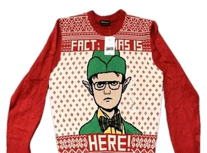 Weihnachtspullover Damen klein rot Ugly Christmas The Office Dwight Elfe Urlaub - Bild 1 von 4
