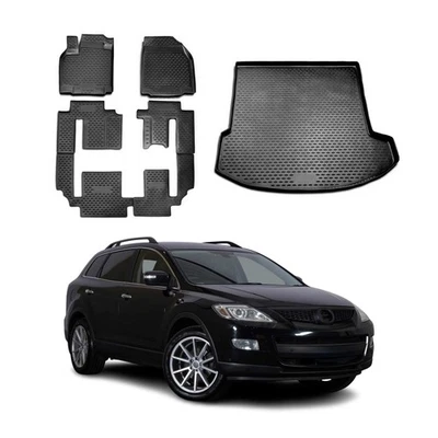 Tapetes de assoalho e forros de carga personalizados para Mazda CX-9 2007-2015 preto 7 peças - Imagem 1 de 4