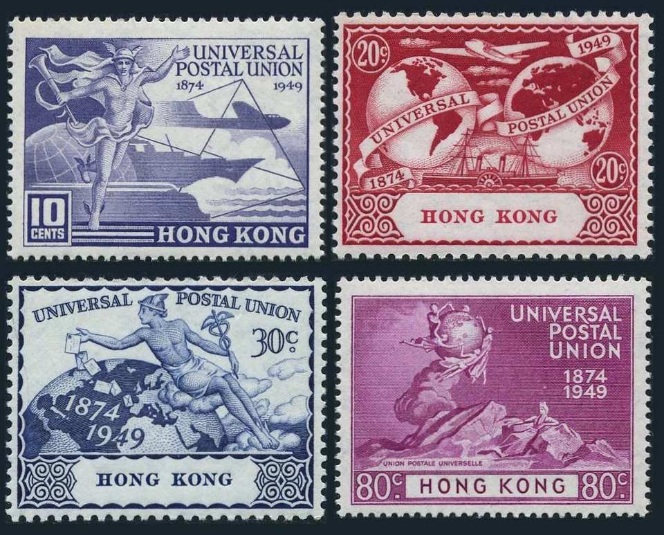 Hong Kong 180-183,MNH.Michel 173-176. UPU-75,1949.Mercury,Transport,Globe, - Image 1 of 1