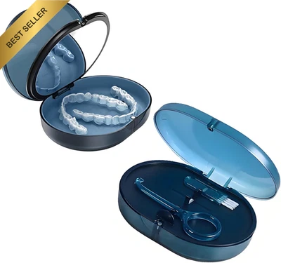 Double-Layer Retainer Storage Case with Waterproof Removal Tool, Cleaning Brush, - image 1 of 4