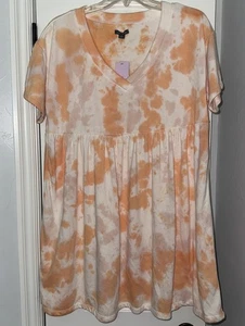 Wild Fable Baby Doll Dress Medium Tie Dye French Terry V-Neck - Picture 1 of 3