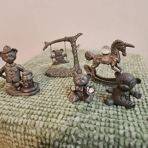 Spoontiques Pewter Figurine Lot Teddy Bears Unicorn Rocker Firefighter Swing - Picture 1 of 12