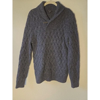 Suéter Ted Baker Cuello Chal Para Hombres Talla 2 EE. UU. M Tejido con Cable Pullover Corderos Lana Gris Foto 1 de 4