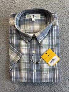 Camisa Hombre Cabeza de Pato Manga Corta D1-1199 42 Corona Azul Cuadros Talla L Nueva Con Etiquetas - Imagen 1 de 12