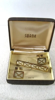 Conjunto Vintage Swank Tom Dourado e Madrepérola Abotoaduras e Clipe de Gravata - Imagem 1 de 2
