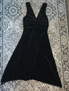 Necessary Objects Y2K Velvet Babydoll Dress S 0/XS Asymmetric Black Vamp Goth - Picture 1 of 8