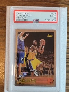 1996 TOPPS #138 KOBE BRYANT Rookie (RC) NBA 50th ANNIVERSARY FOIL - PSA 9 Lakers - Picture 1 of 14