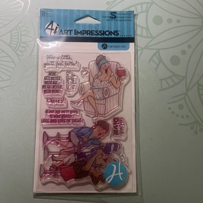 Impresiones artísticas estampillas transparentes SC0677 vino divas damas novias saludos NUEVO Foto 1 de 4