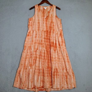 J.Jill Maxi Dress Women's M Petite Orange Tie-Dye Embroidered Tiered Peasant - Picture 1 of 12