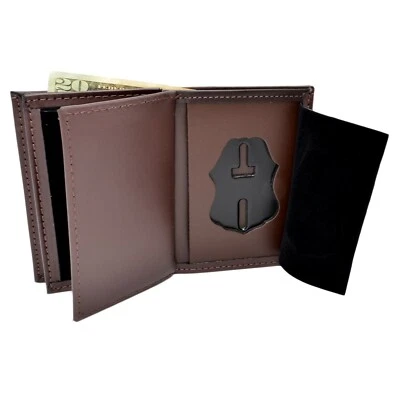 CBP Customs Officer Border Patrol Badge Wallet Brown Leather RFID Blocker - Image 1 of 4