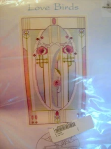 DERWENTWTER DESIGNS COUNTED CROSS STITCH KIT NIP "Love Birds" Stained Glass - Picture 1 of 2
