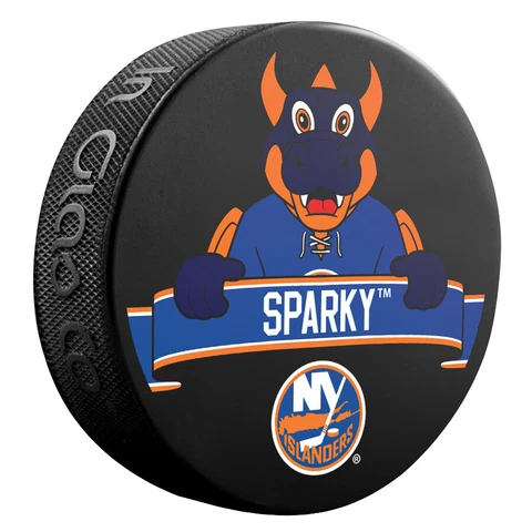 Official NHL Licensed puck of the New York Islanders mascot "Sparky" Cover