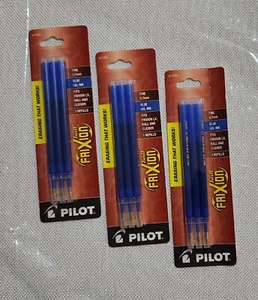FriXion Ball Gel Pen Refill 77331 Pilot Fine 7m Blue Ink 3 Packs 3 each Erasable - Picture 1 of 2
