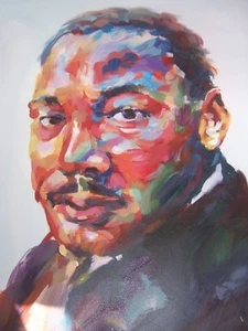 Pintura al óleo MLK Martin Luther King 28x16, marco disponible. Biko Mandela Malcolm X - Imagen 1 de 12