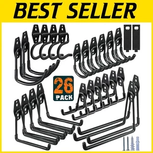 Versatile Garage Hooks - 26 Heavy Duty, Rust-Resistant Hooks for Optimal Storage - Picture 1 of 9