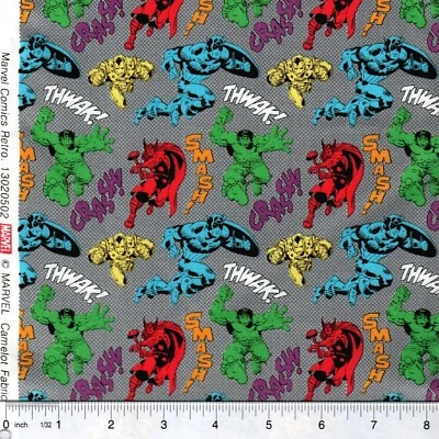 Marvel Comics Avengers Unite Retro 100% cotton fabric PICK SIZE - Image 1 of 2