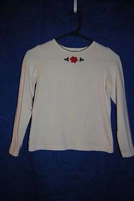 Girls HARTSTRINGS Off White Knit Top w Red Flower Holly Size 12 - Image 1 of 3