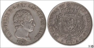Cerdeña 5 Lire 1829 P / Carlo Felix / 25 gr. plata MBC / VF KM00116.2-29 - Foto 1 di 1