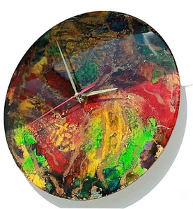 Reloj de pared de resina artístico, pintura abstracta de resina epoxi, 30 cm/12 pulgadas (aprox). - Imagen 1 de 12