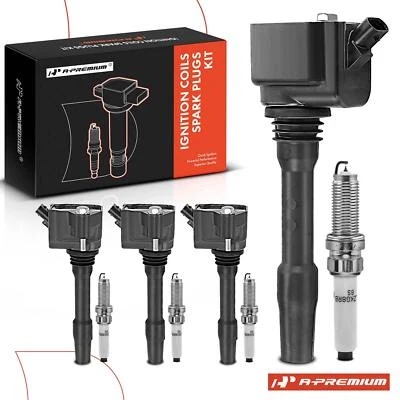 A-Premium 4x Ignition Coil+ 4x Iridium Spark Plug for BMW 530e 230i 330e 430i - Image 1 of 4