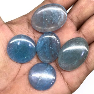 Lotto 5 pezzi pietre preziose cabochon sfuse blu acquamarina naturale 23mm-29,50mm - Foto 1 di 8
