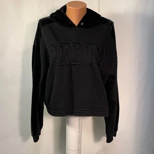UNDERCOVER Felpa donna grande rosa Victoria's Secret nera cropped felpa con cappuccio logo velluto