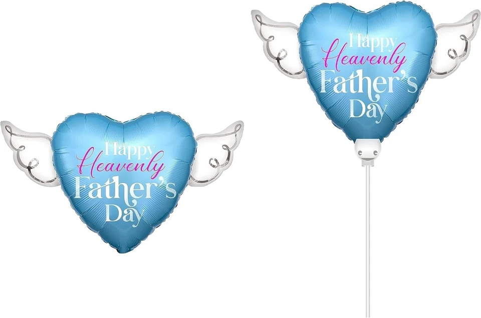 Feliz Día del Padre Celestial Globos en Forma de Corazón con Alas de Ángel (Paquete de 2) Foto 1 de 4